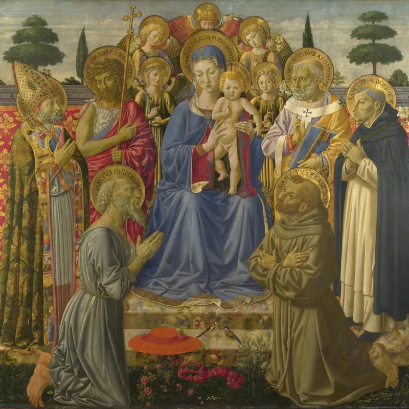 The Virgin and Child Enthroned among Angels and Saints