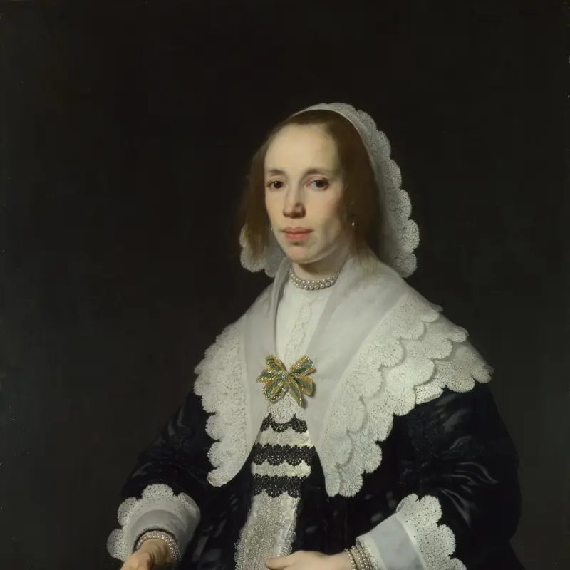 Portrait of a Lady in Black Satin with a Fan