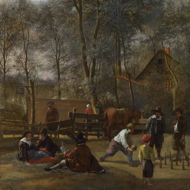Skittle Players outside an Inn
