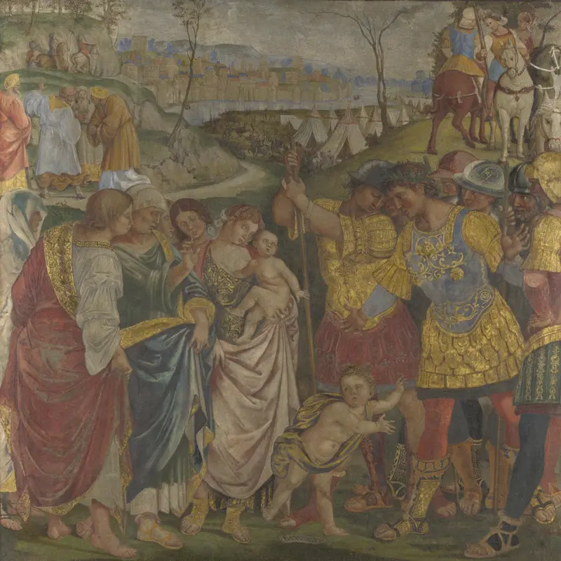 Coriolanus persuaded by his Family to spare Rome